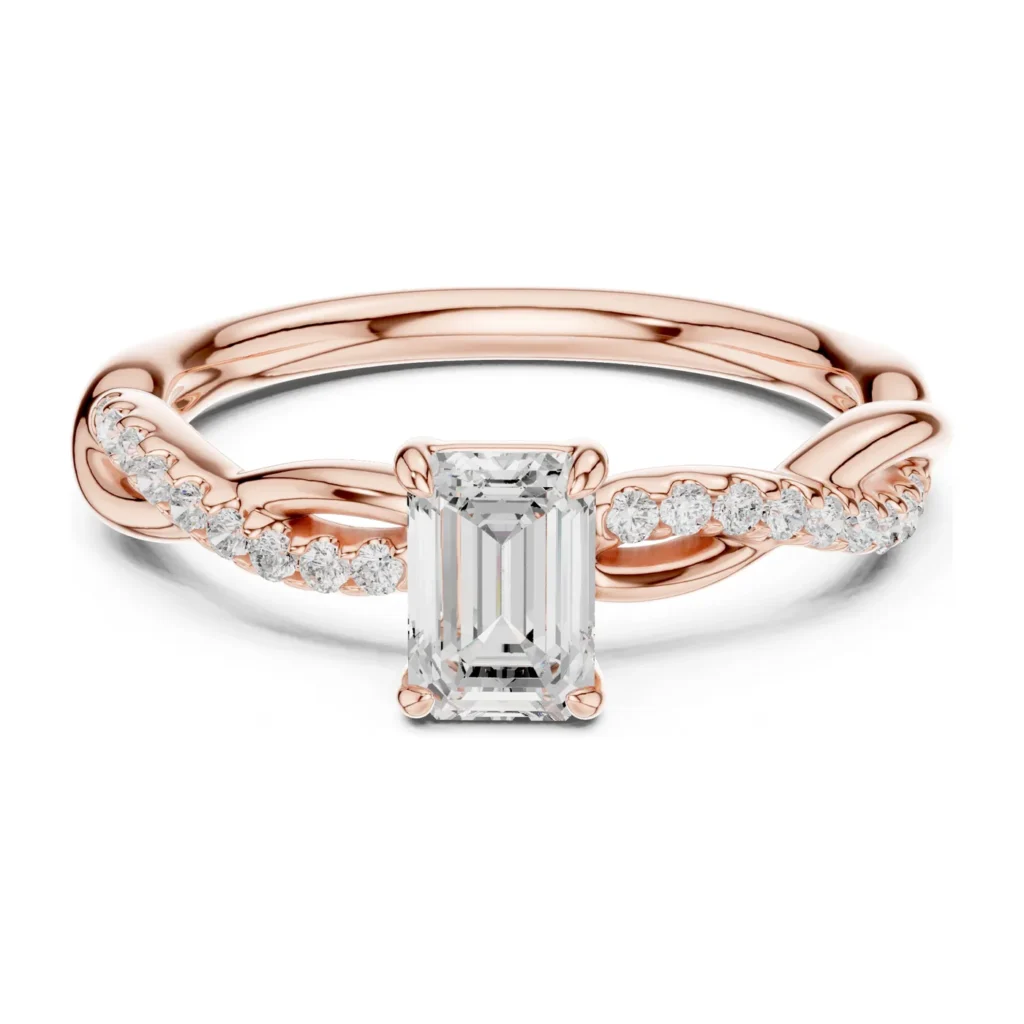 Emerald-Cut Twisted Pavé Ring — photo 12