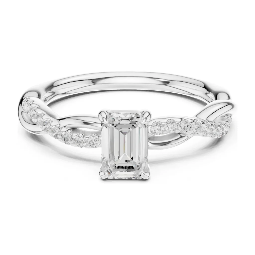 Emerald-Cut Twisted Pavé Ring — photo 8