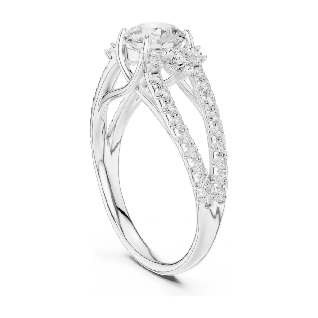 Round Split-Shank Side-Stone Ring — photo 5