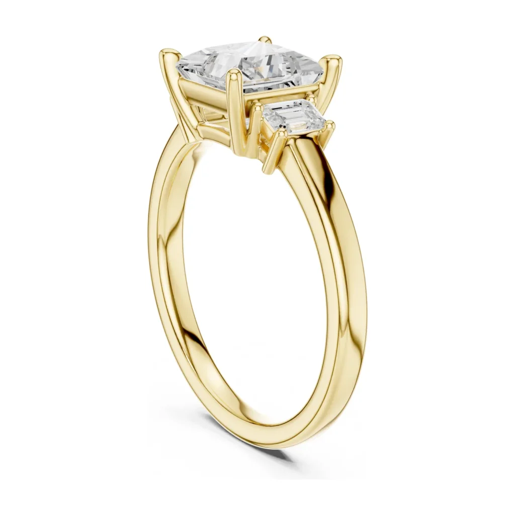 Princess-Cut Baguette Three-Stone Ring