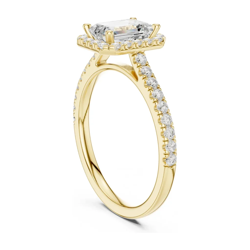 Emerald-Cut Halo French Pavé Ring