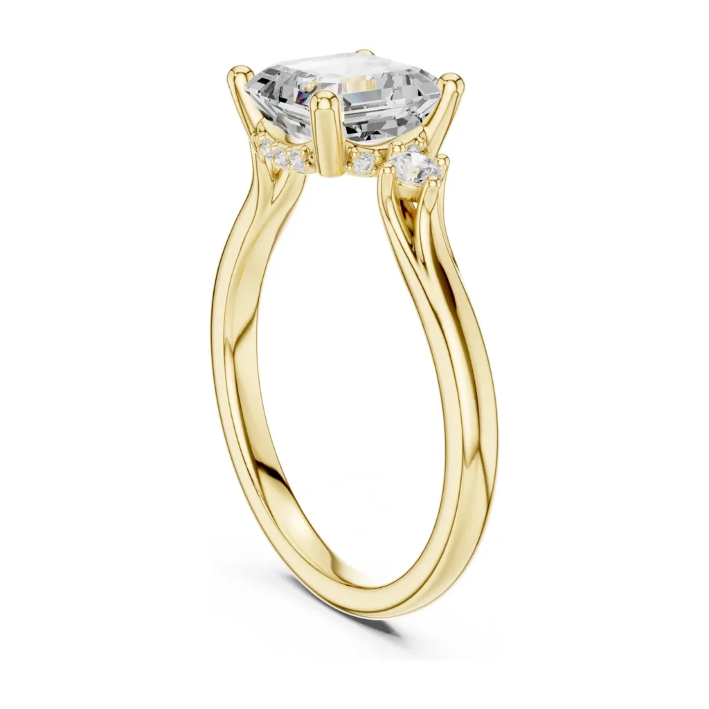 Asscher-Cut Petite Side-Stone Ring