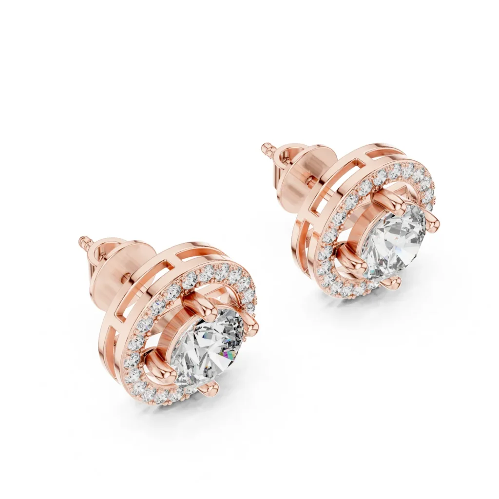 Round Halo Stud Earrings — photo 7