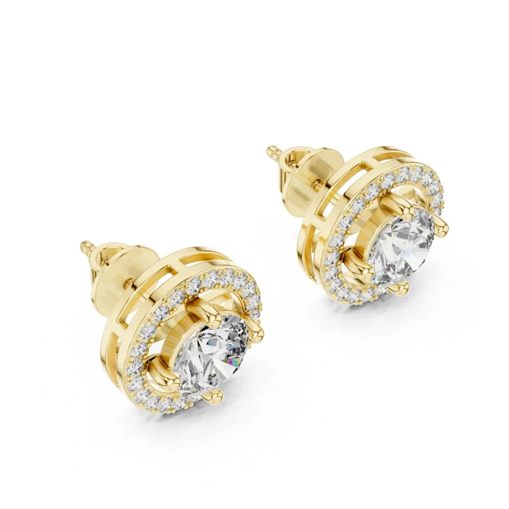 Round Halo Stud Earrings
