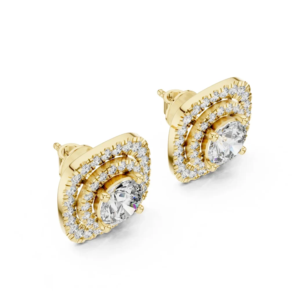 Double Halo Stud Earrings