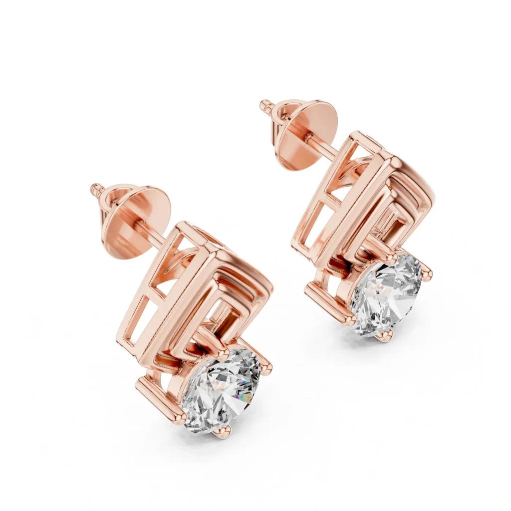 Gold Square Frame Stud Earrings — photo 7