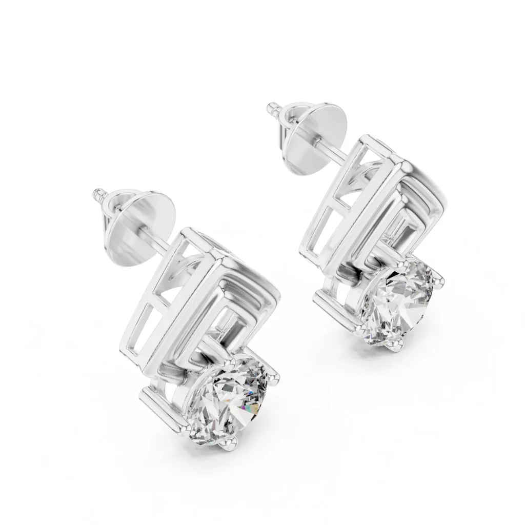 Gold Square Frame Stud Earrings — photo 4