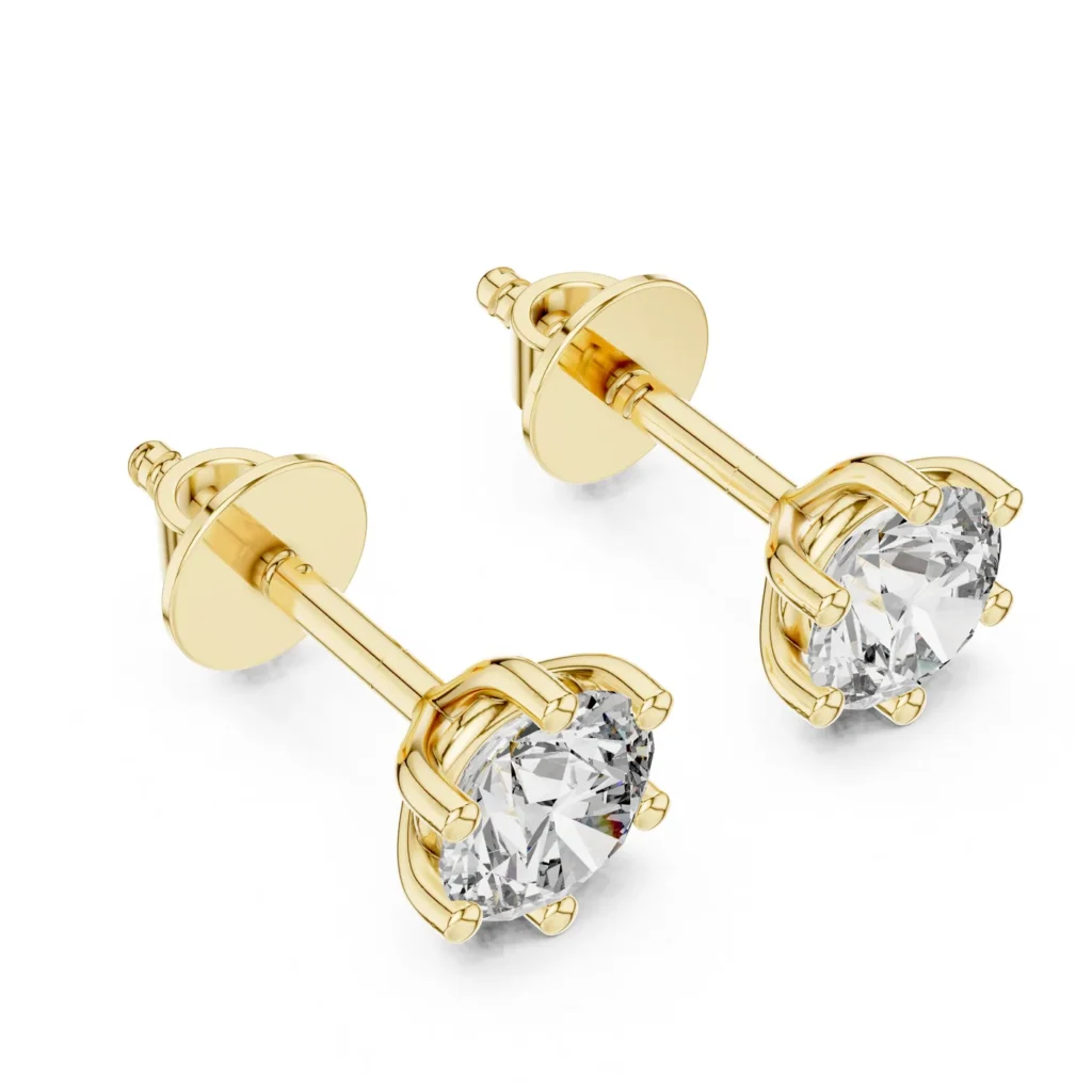 Six-Prong Round Stud Earrings