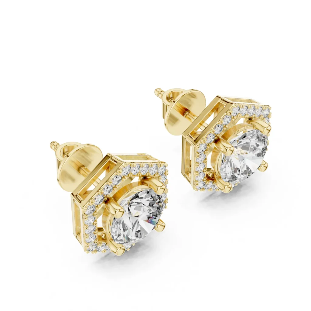 Octagon Halo Stud Earrings