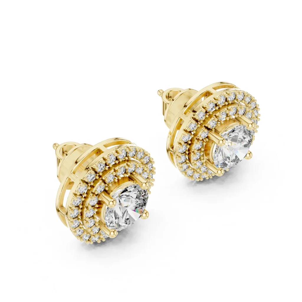 Triple Halo Stud Earrings