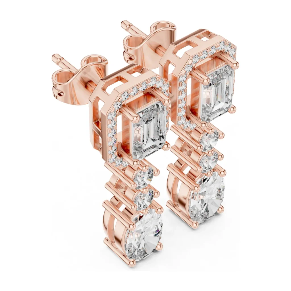 Emerald-Cut Halo Drop Earrings — photo 10