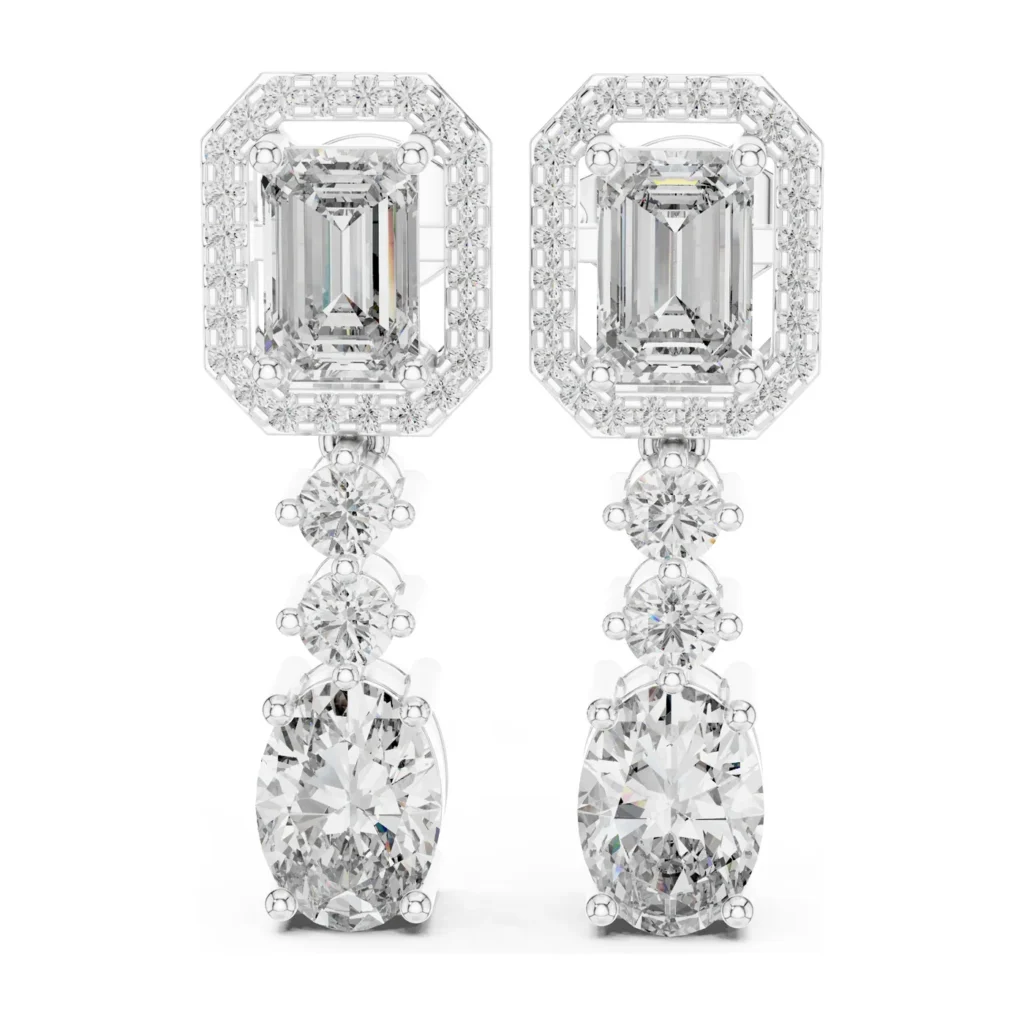 Emerald-Cut Halo Drop Earrings — photo 5