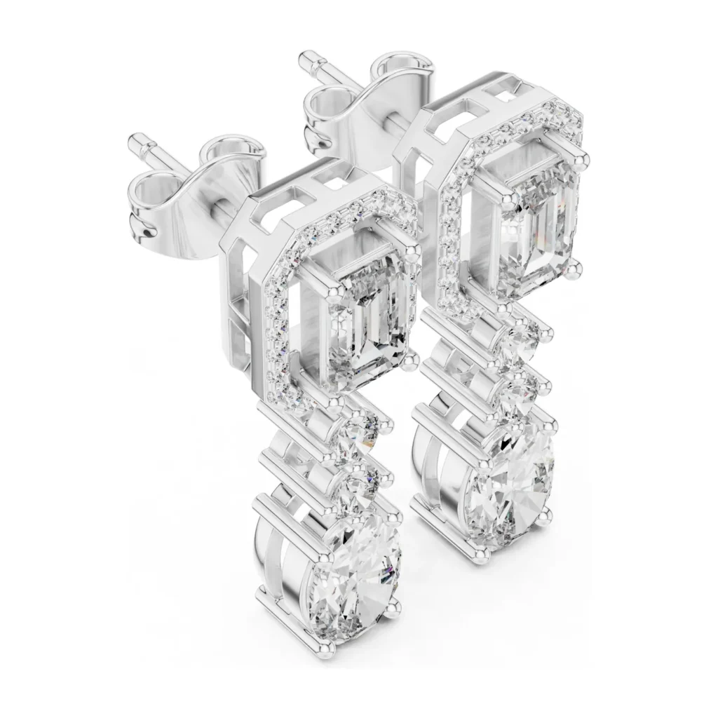 Emerald-Cut Halo Drop Earrings — photo 6