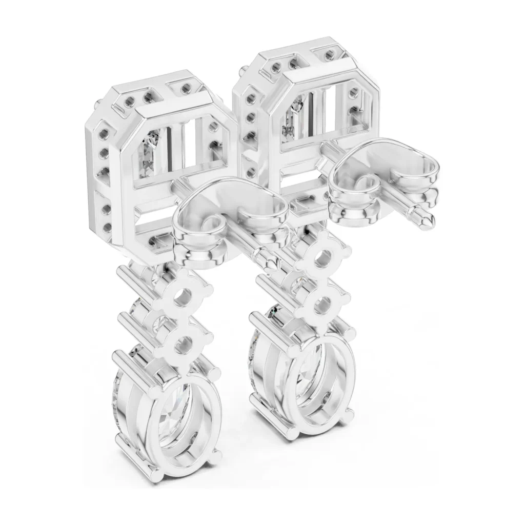 Emerald-Cut Halo Drop Earrings — photo 7
