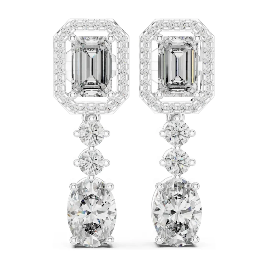 Emerald-Cut Halo Drop Earrings — photo 8