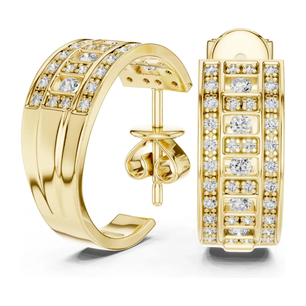 Pavé Lattice Wide Hoops