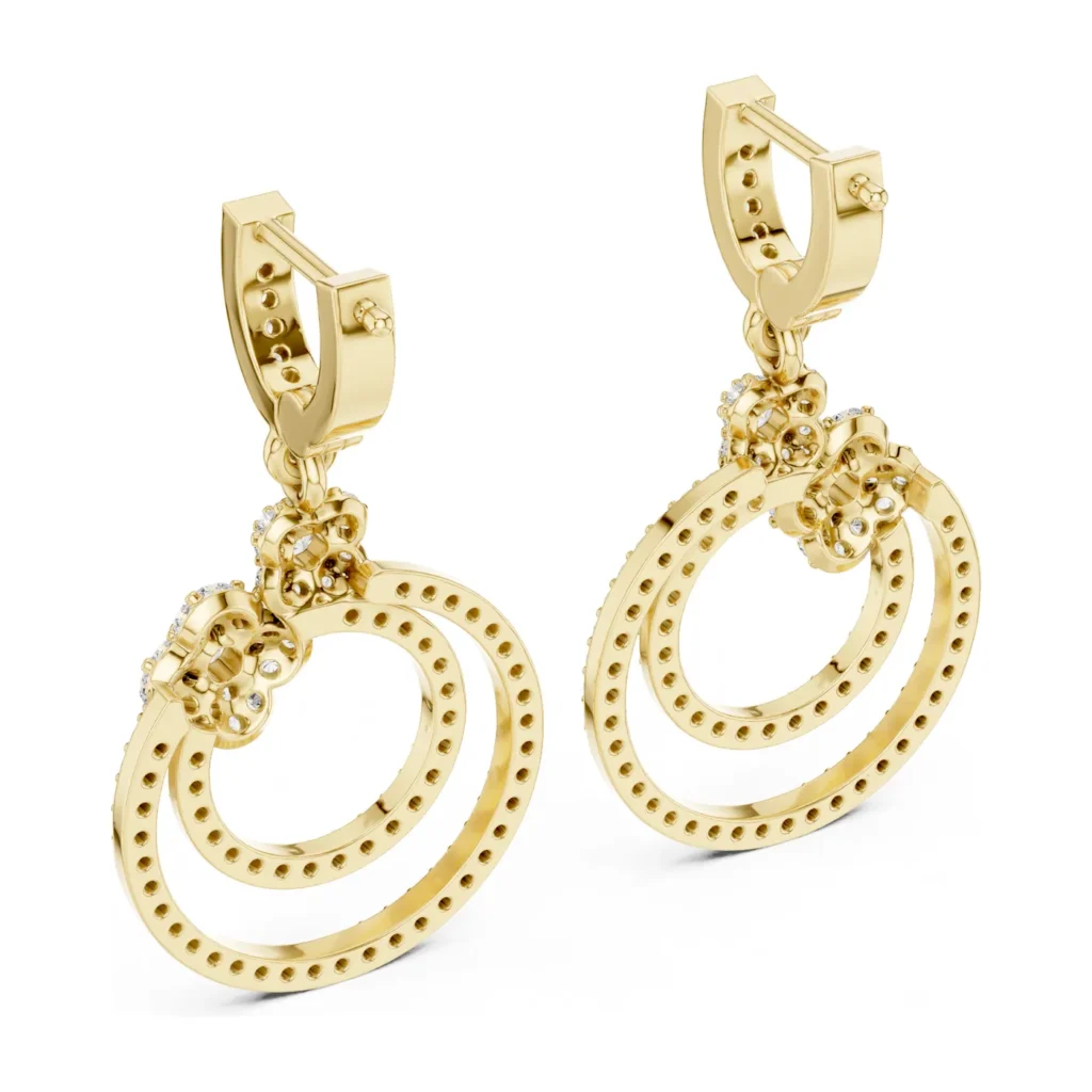 Pavé Double-Circle Drop Earrings — photo 3
