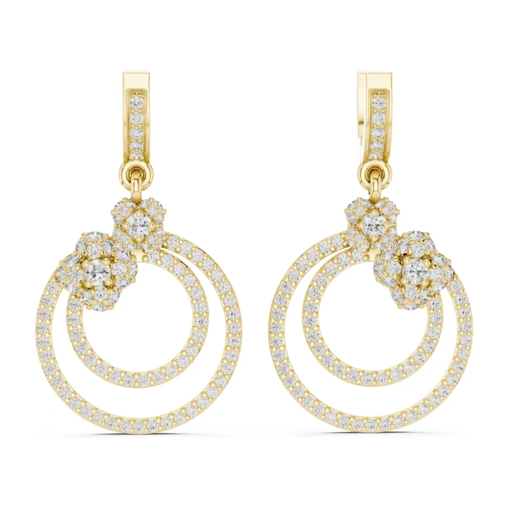 Pavé Double-Circle Drop Earrings — photo 4
