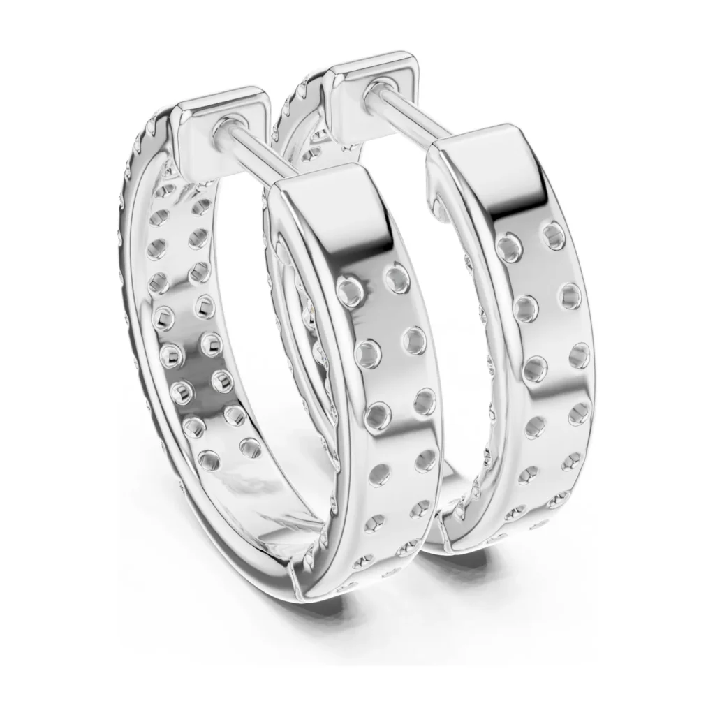 Double-Row Diamond Hoop Earrings — photo 7