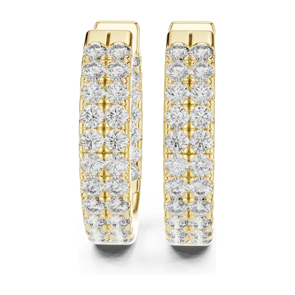 Double-Row Diamond Hoop Earrings