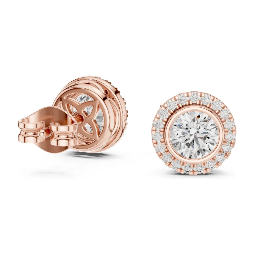 Round Bezel Halo Studs — photo 9