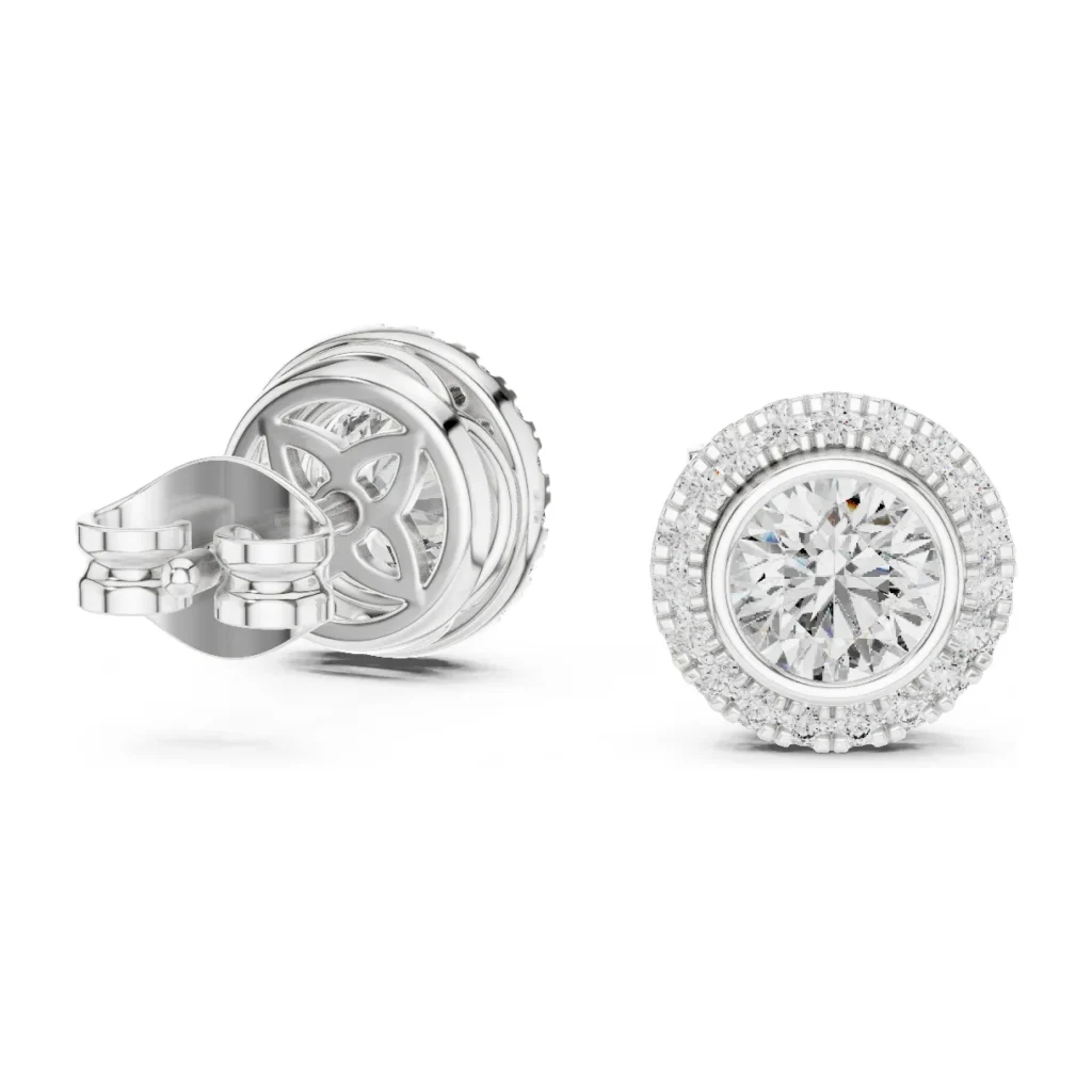 Round Bezel Halo Studs — photo 5