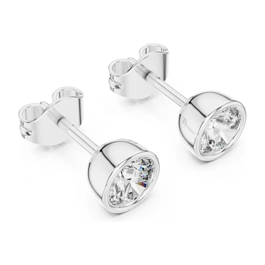 Round Bezel Diamond Studs — photo 6
