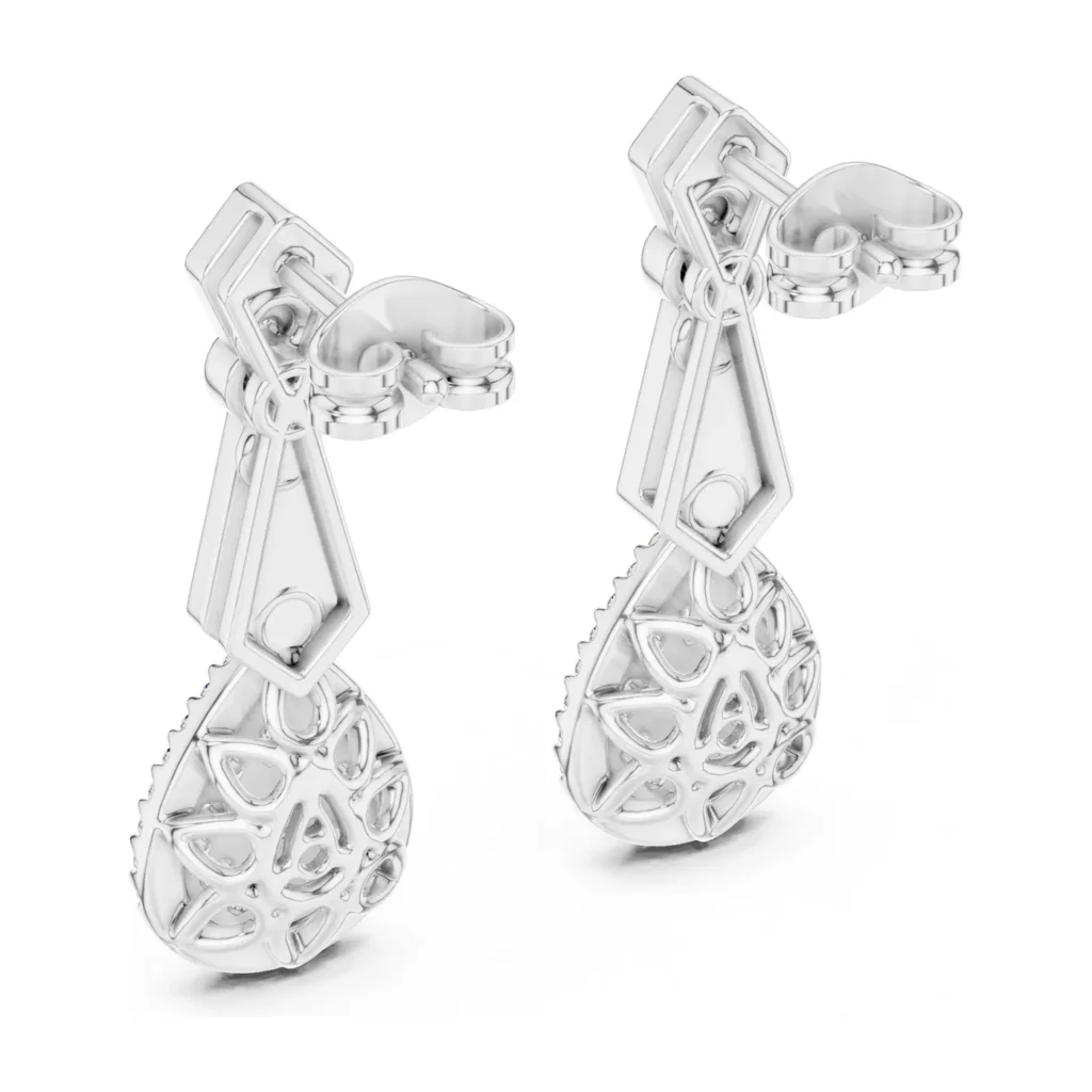 Art Deco Pear Halo Drops — photo 7