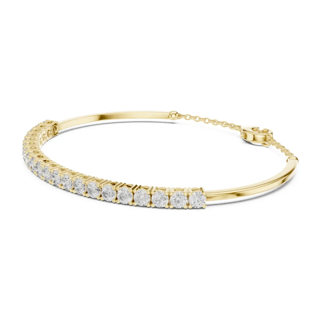 Diamond Half-Bangle with Chain