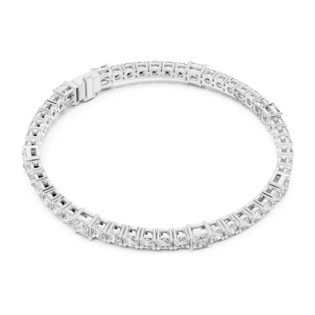 Round Tennis Bracelet with Baguette Station — photo 6