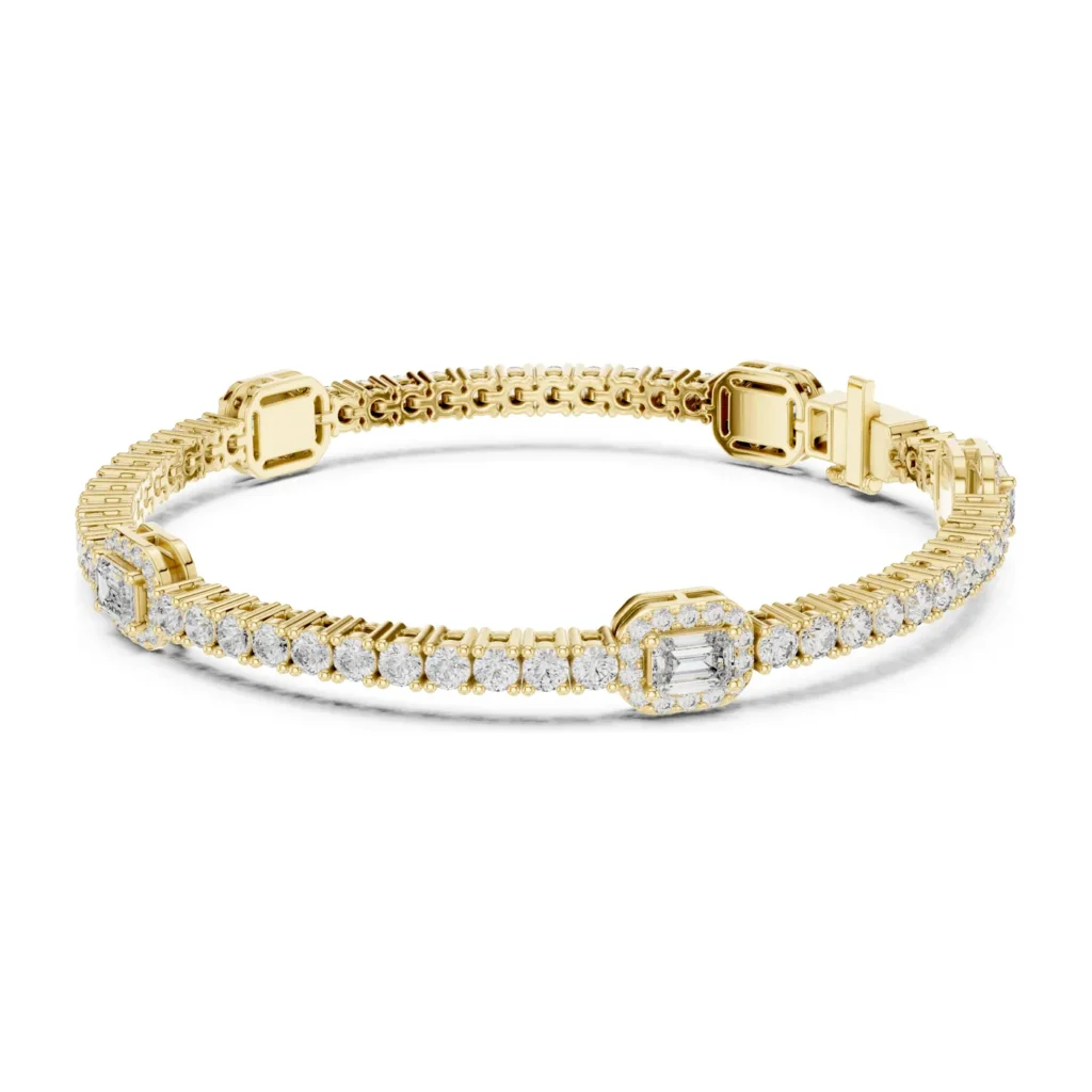 Tennis Bracelet with Baguette Stations