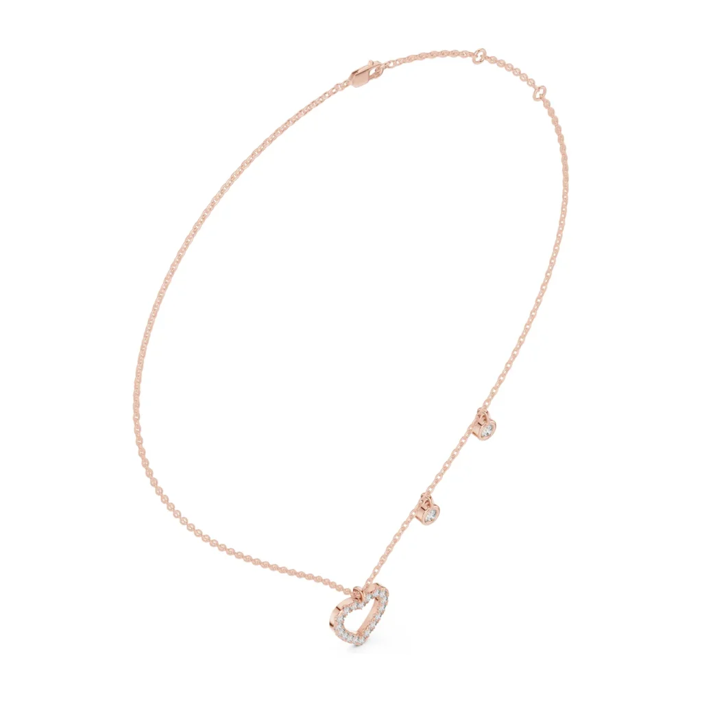Open Heart Diamond Station Necklace — photo 9