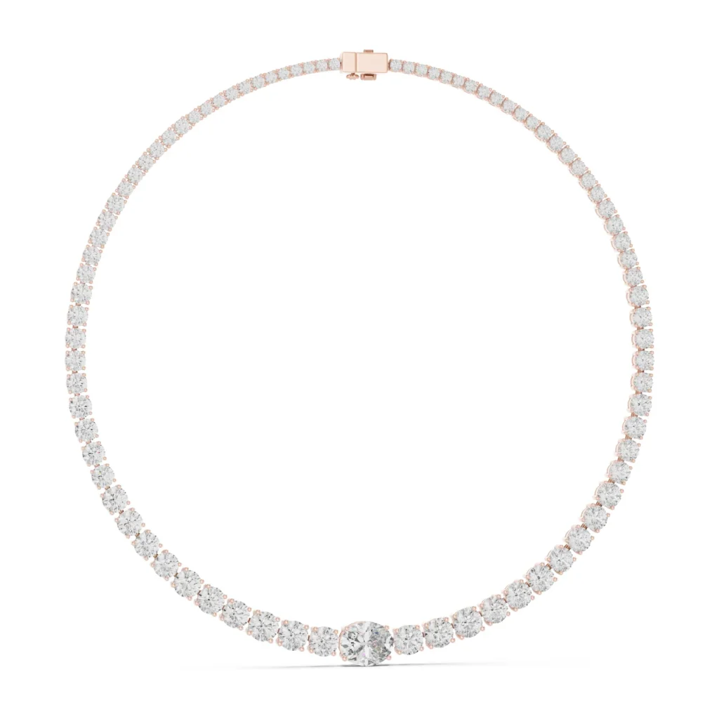 Graduated Diamond Necklace with Oval Center — photo 10