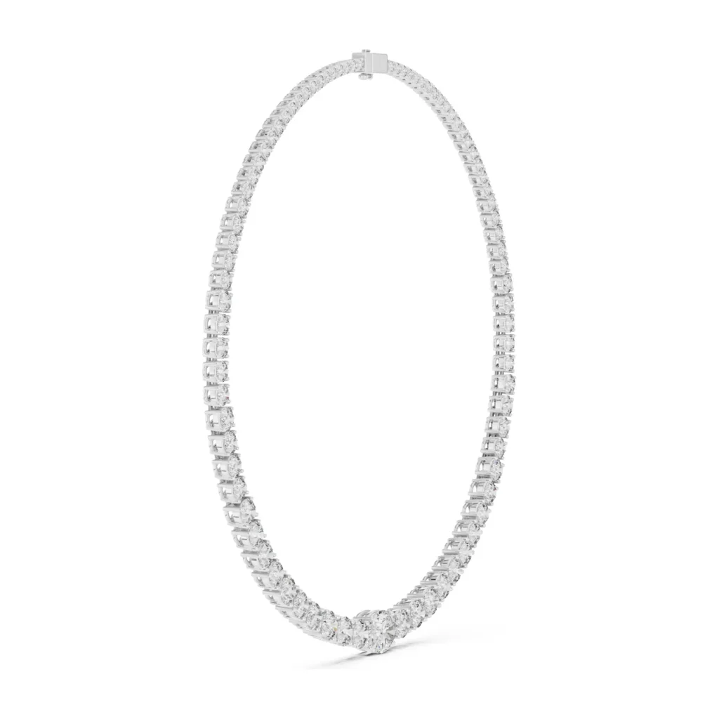 Graduated Diamond Necklace with Oval Center — photo 7