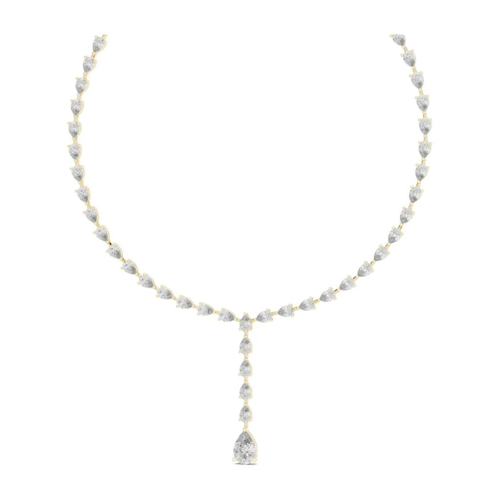 Diamond Link Necklace with Pear Drop