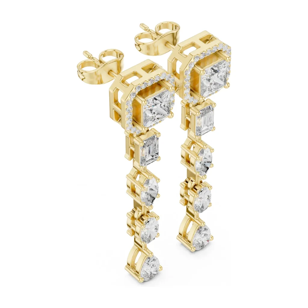 Princess & Pear Linear Drop Earrings