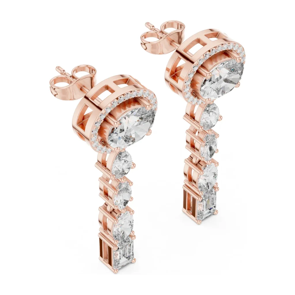 Round Halo Linear Drop Earrings — photo 7