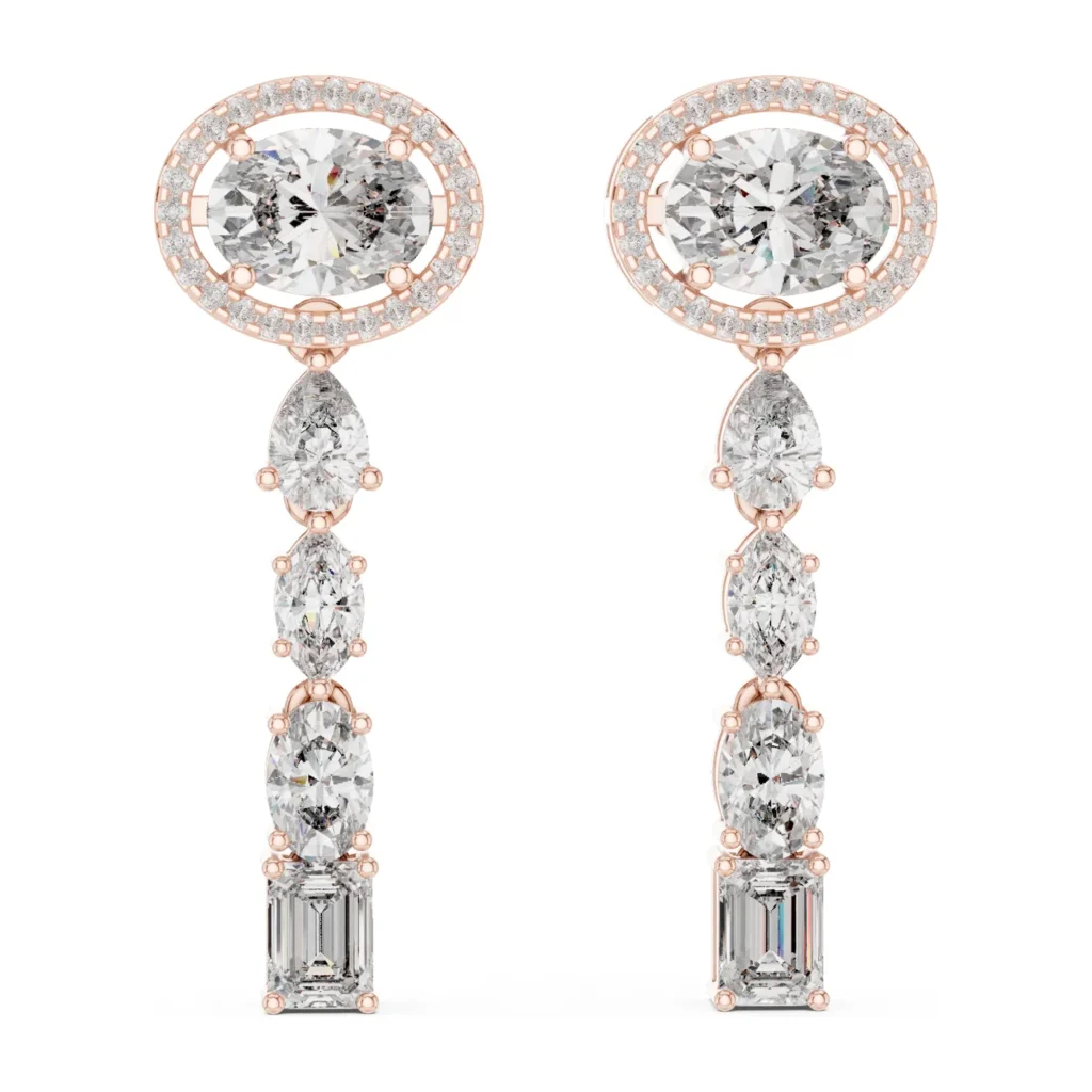 Round Halo Linear Drop Earrings — photo 9
