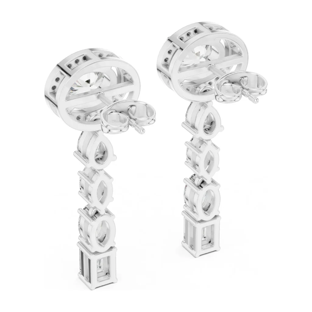 Round Halo Linear Drop Earrings — photo 5