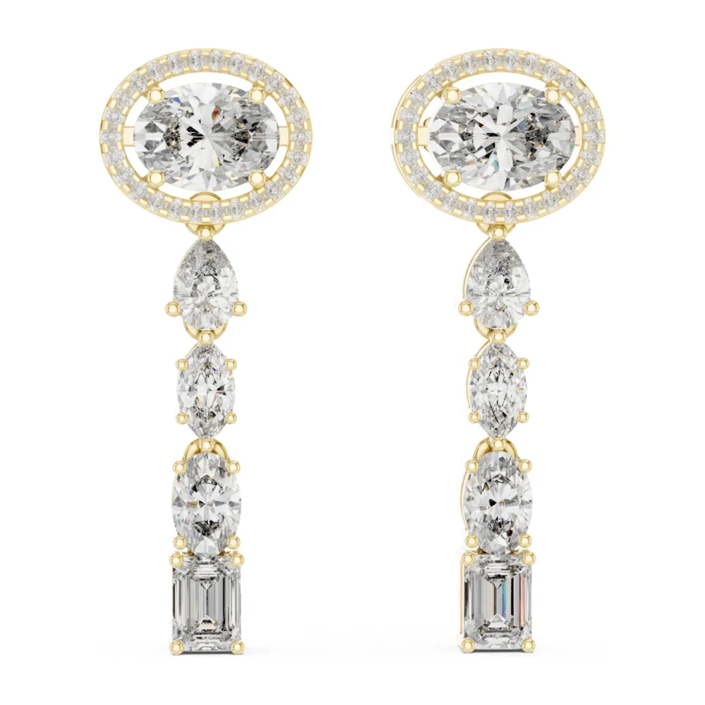 Round Halo Linear Drop Earrings — photo 3