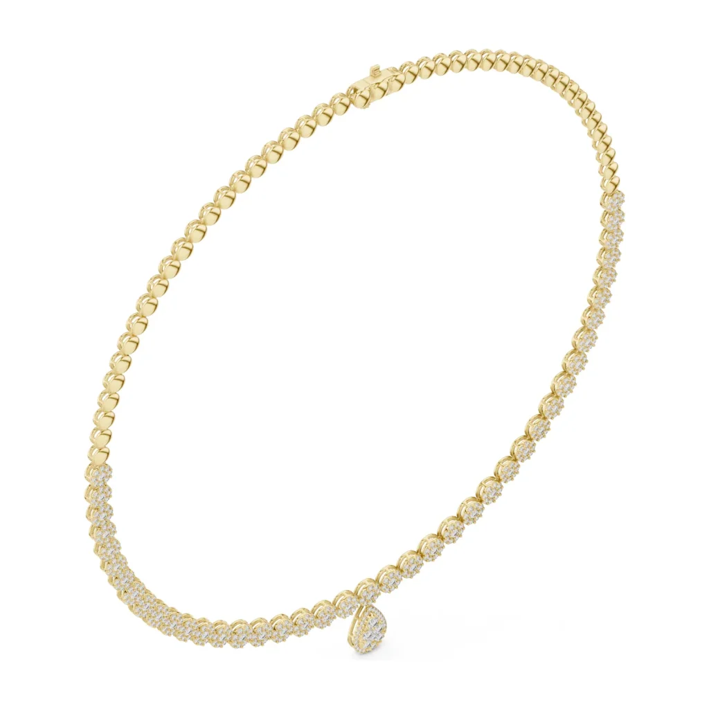 Halo Tennis Necklace with Pear Drop