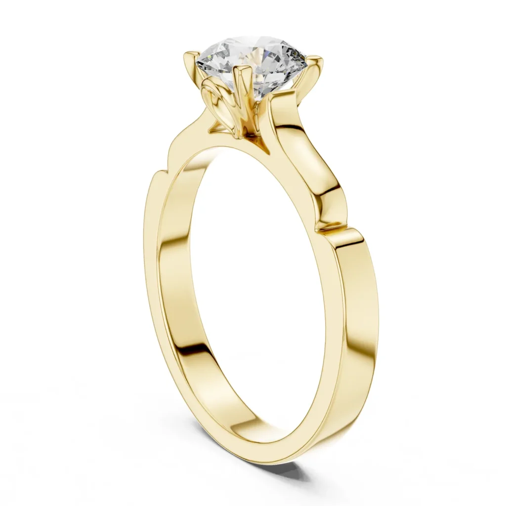 Asymmetric Notch Solitaire Ring
