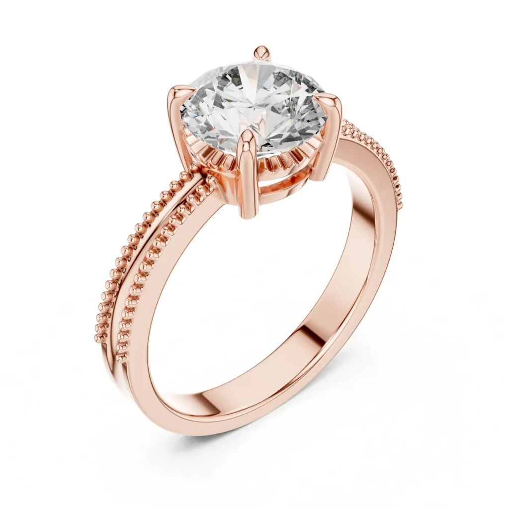 Beaded Edge Solitaire Ring — photo 10