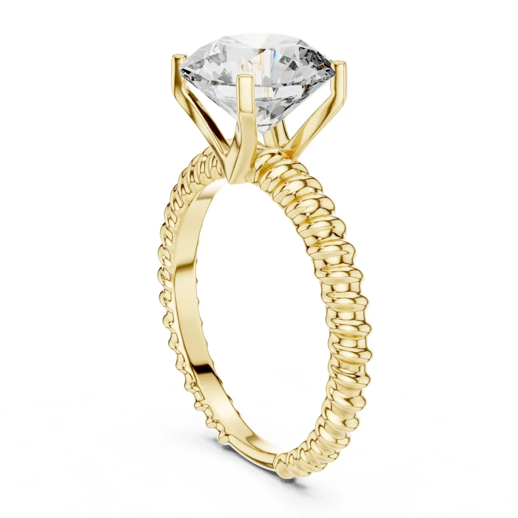 Beaded Band Solitaire Ring