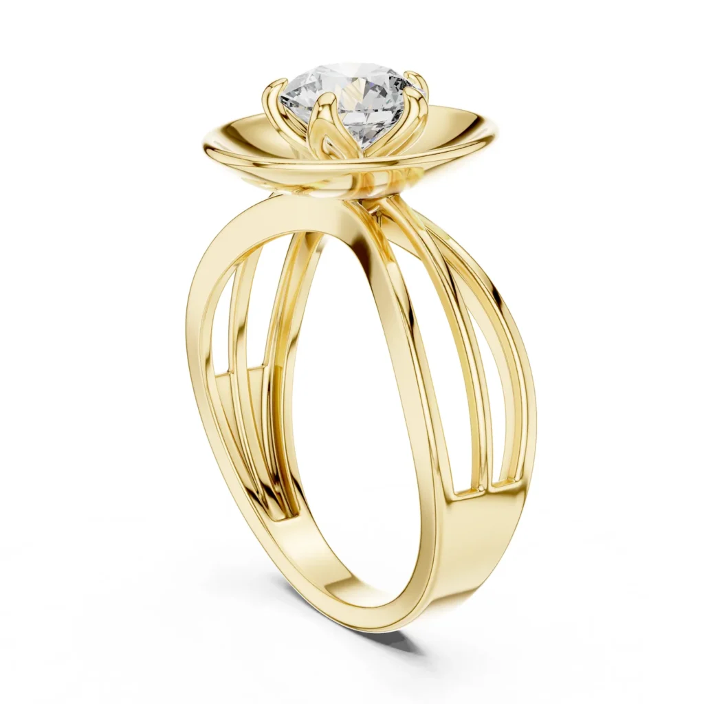 Lotus Split-Band Solitaire Ring