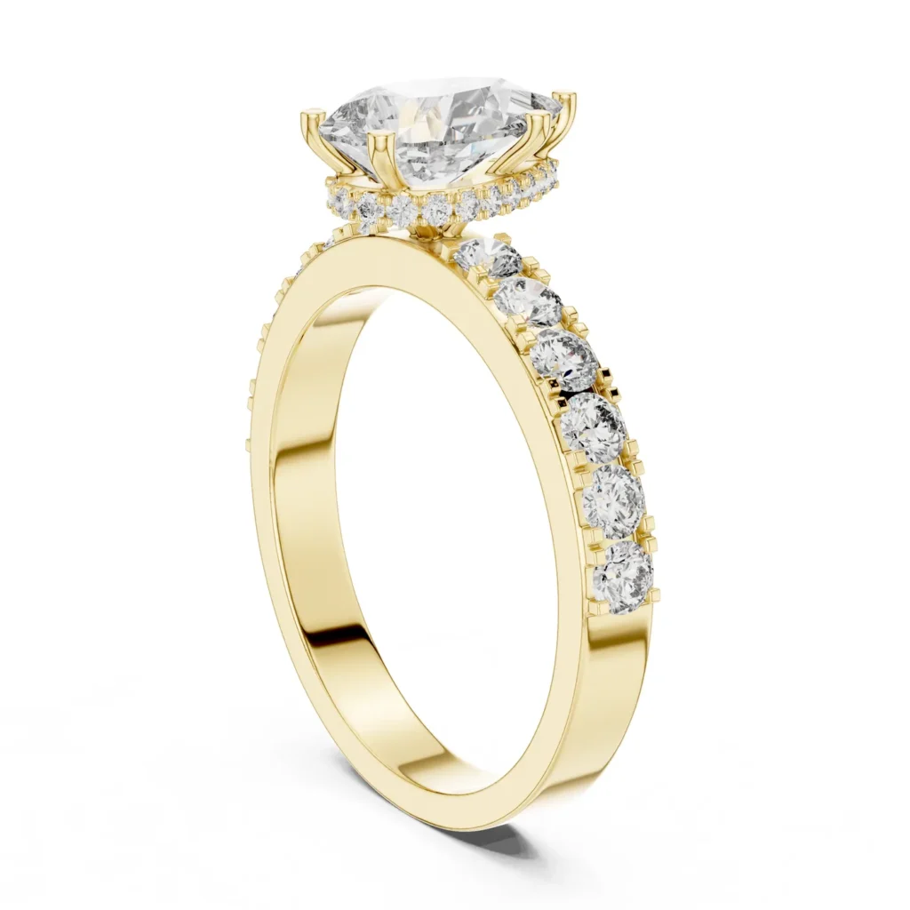Round Hidden Halo Pavé Ring