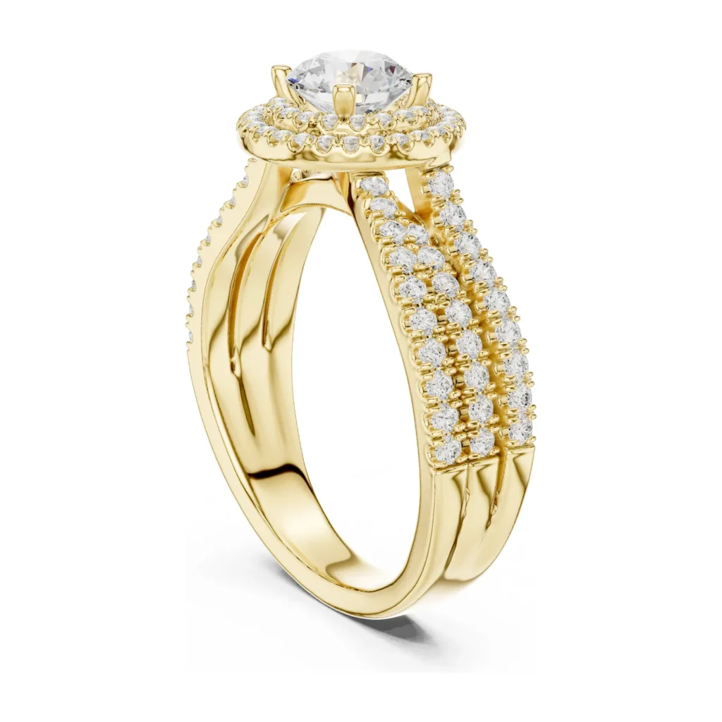 Round Halo with Triple Pavé Band