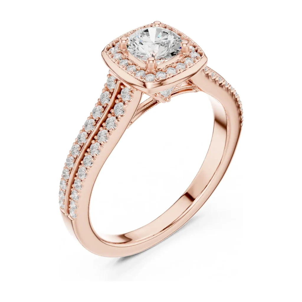 Round Halo Channel Split-Shank Ring — photo 10