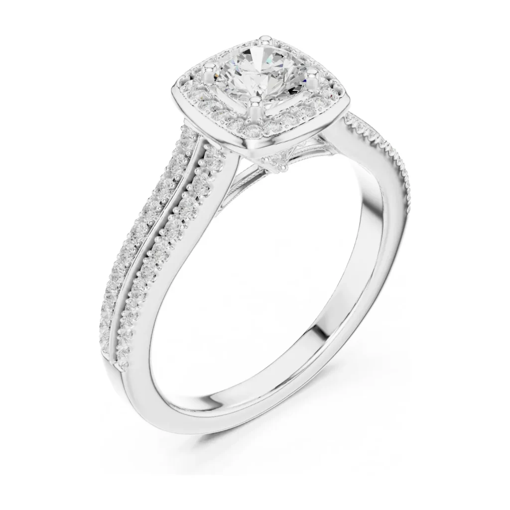 Round Halo Channel Split-Shank Ring — photo 6