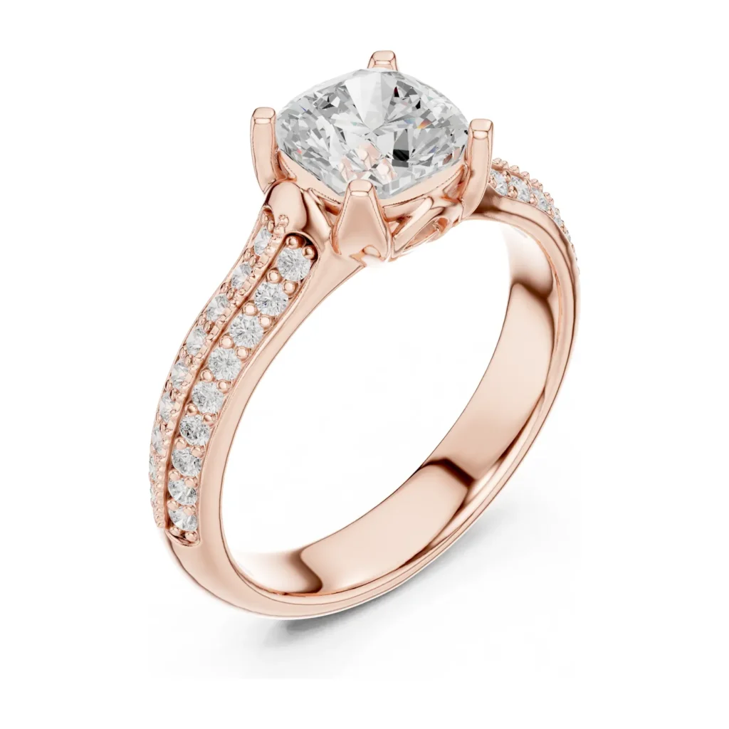 Round Tulip Solitaire Split Pavé Band — photo 10
